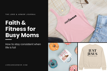 Faith and Fitness for Busy Moms - Just Jesus women's tank, Mama Runs on Jesus & Coffee mug, and Stand Firm Just Jesus sweatshirt from Lord & Armor