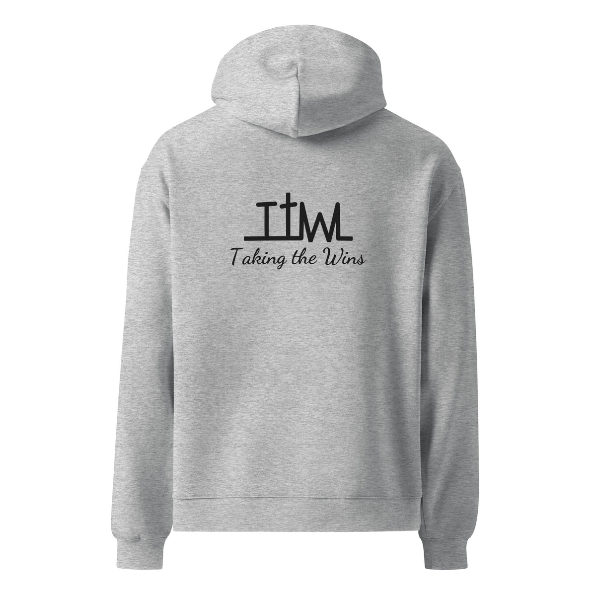 Taking the Wins Relax Hoodie in Heather Grey, back view