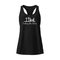Black Taking the Wins racerback tank, front with TTW cross and Taking the Wins script in white