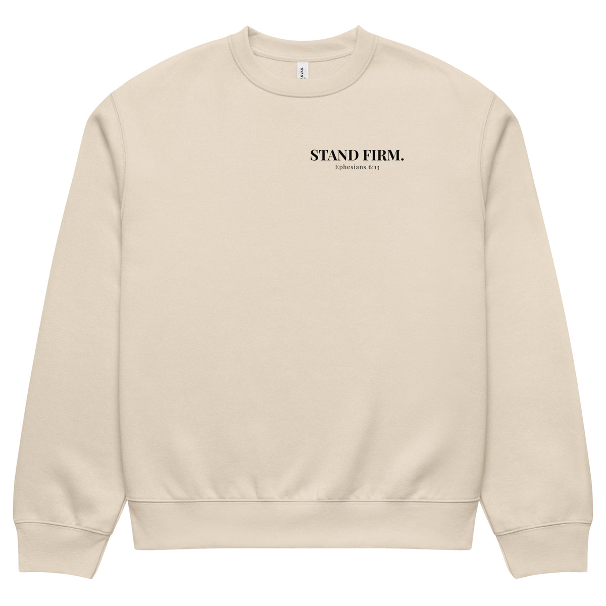 Stand Firm Just Jesus Oversized Heavyweight Sweatshirt dust front view | Christian apparel
