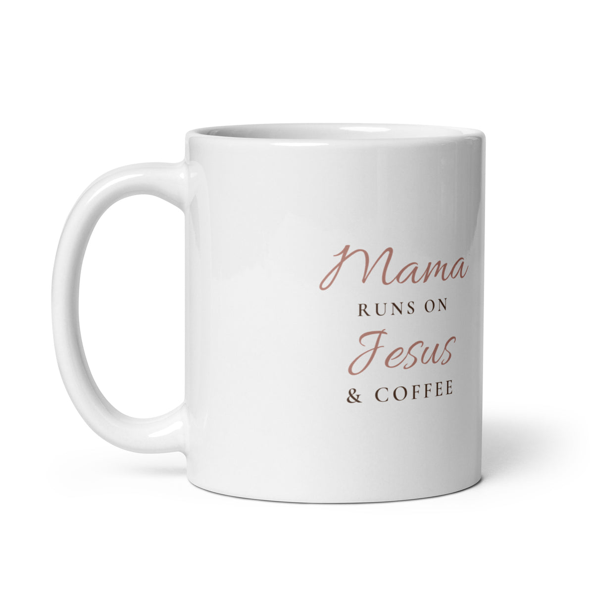 White ceramic mug, front design
