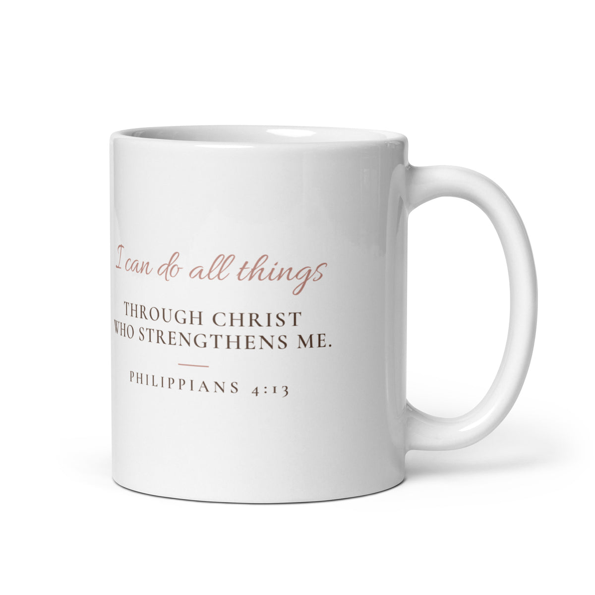 White ceramic mug, Bible verse on the back