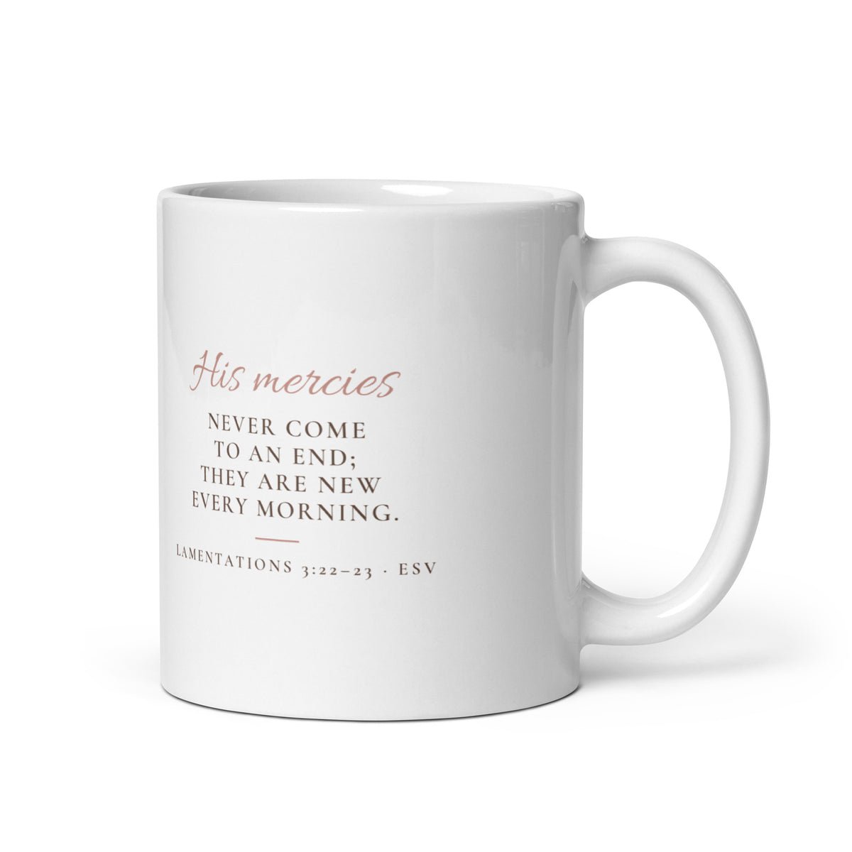 White ceramic mug, Bible verse on the back